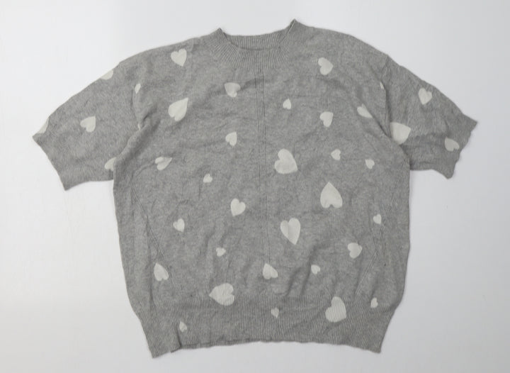 Marks and Spencer Womens Grey Geometric Cotton Pullover Sweatshirt Size M Pullover