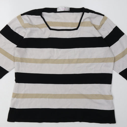 Alexara Womens White Striped Polyamide Pullover Sweatshirt Size L  Pullover