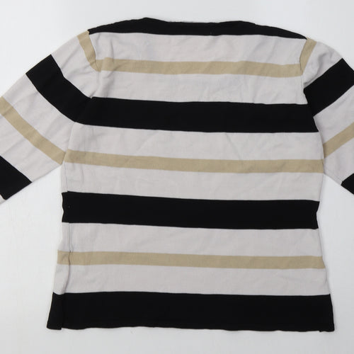 Alexara Womens White Striped Polyamide Pullover Sweatshirt Size L  Pullover