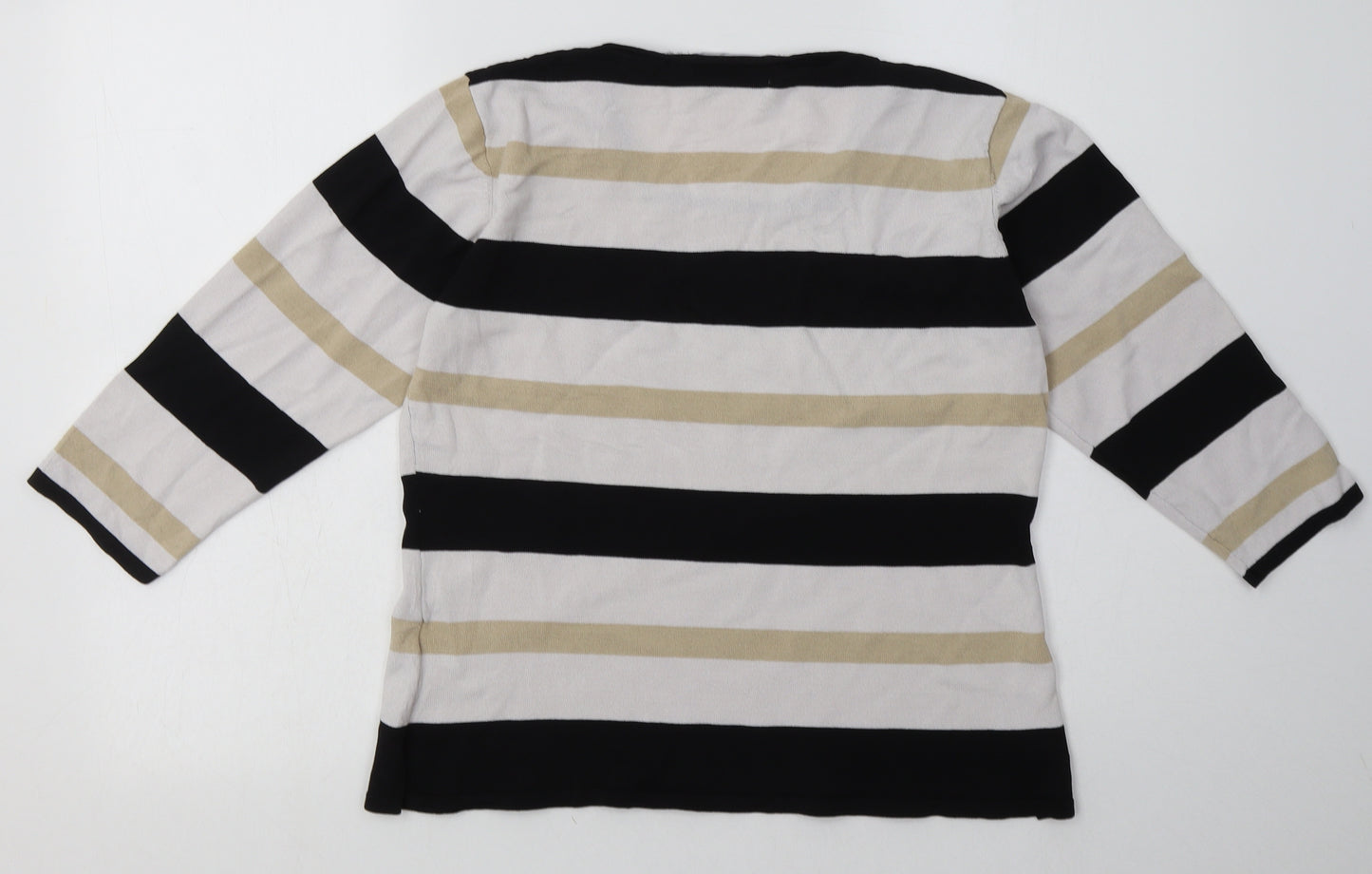 Alexara Womens White Striped Polyamide Pullover Sweatshirt Size L  Pullover