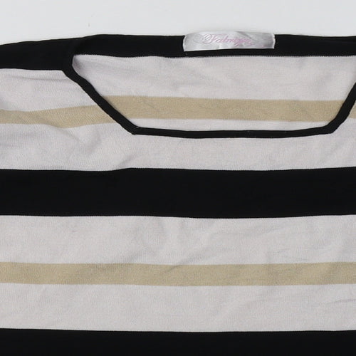 Alexara Womens White Striped Polyamide Pullover Sweatshirt Size L  Pullover