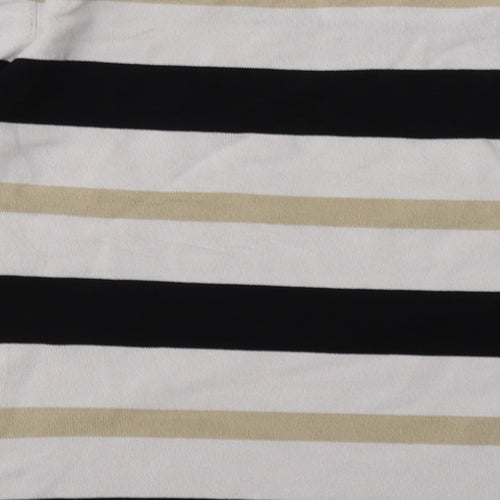 Alexara Womens White Striped Polyamide Pullover Sweatshirt Size L  Pullover