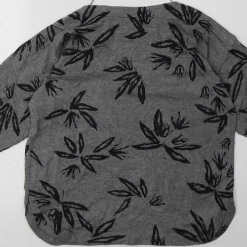 Viz a Viz Womens Grey Floral Polyester Pullover Sweatshirt Size 14  Pullover