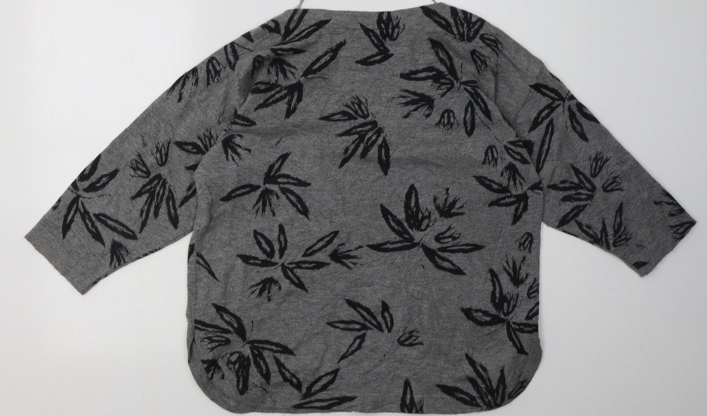 Viz a Viz Womens Grey Floral Polyester Pullover Sweatshirt Size 14  Pullover