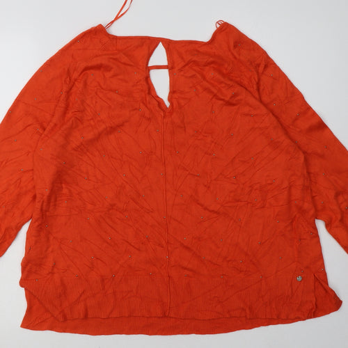 trend Womens Orange  Viscose Pullover Sweatshirt Size 14  Pullover
