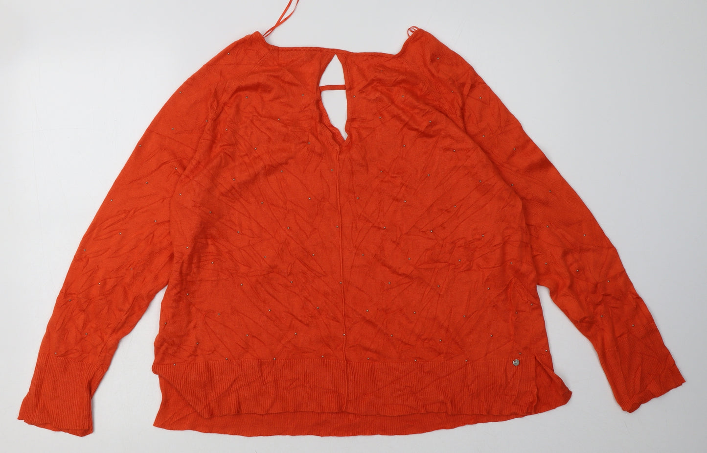 trend Womens Orange  Viscose Pullover Sweatshirt Size 14  Pullover