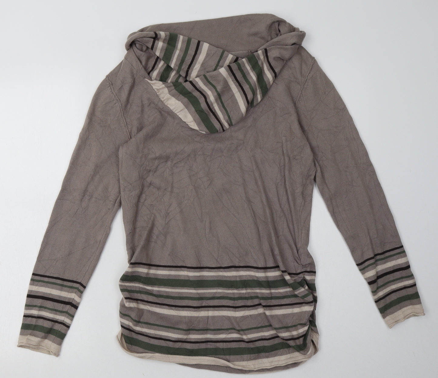 Debenhams Womens Grey Striped Cotton Pullover Sweatshirt Size 14  Pullover