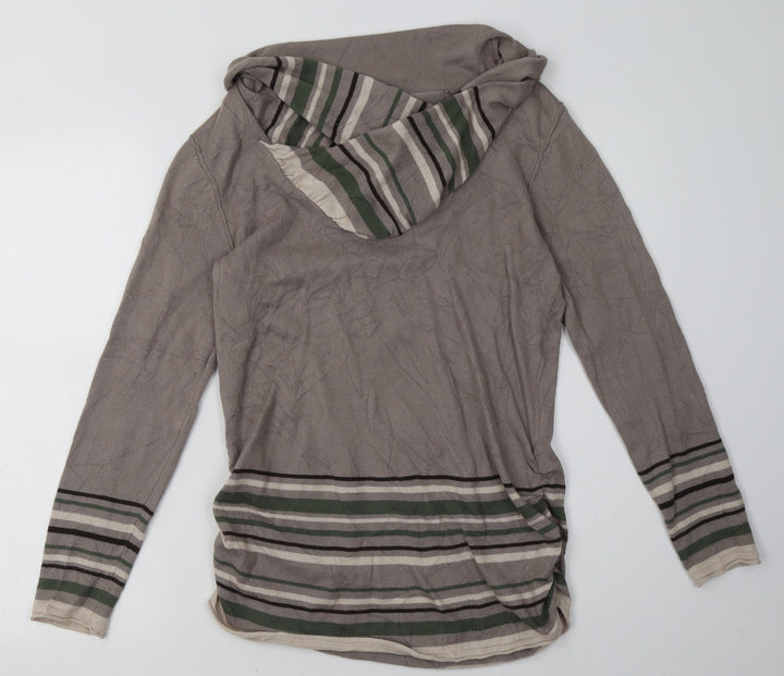 Debenhams Womens Grey Striped Cotton Pullover Sweatshirt Size 14  Pullover