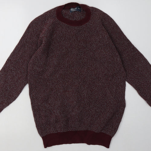 Fabric Mens Red  Cotton Pullover Sweatshirt Size S