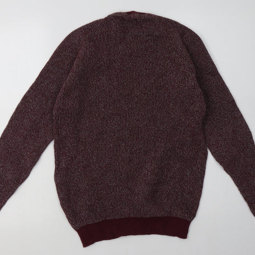 Fabric Mens Red  Cotton Pullover Sweatshirt Size S
