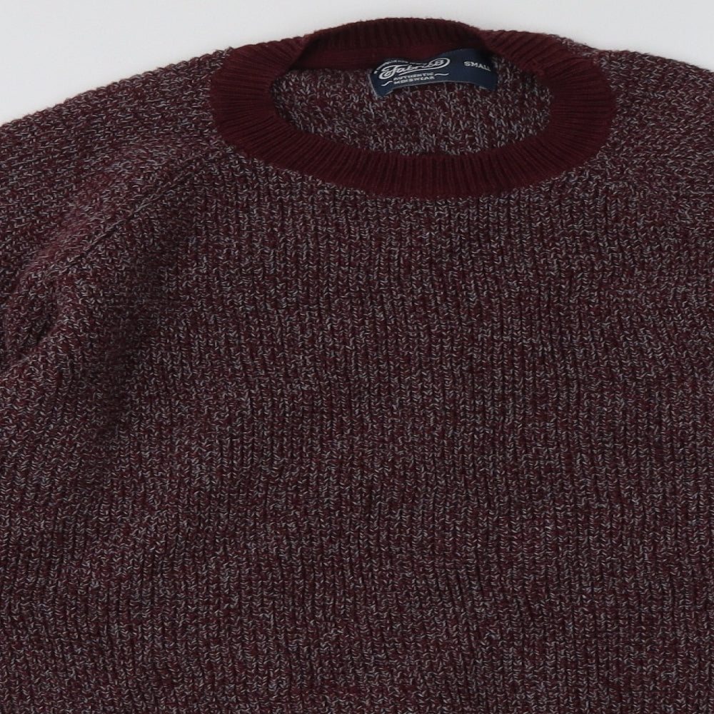 Fabric Mens Red  Cotton Pullover Sweatshirt Size S
