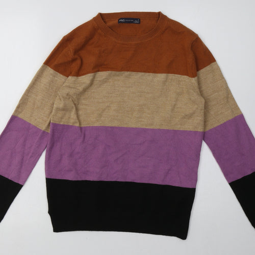 Marks and Spencer Womens Multicoloured Striped Acrylic Pullover Sweatshirt Size 8  Pullover
