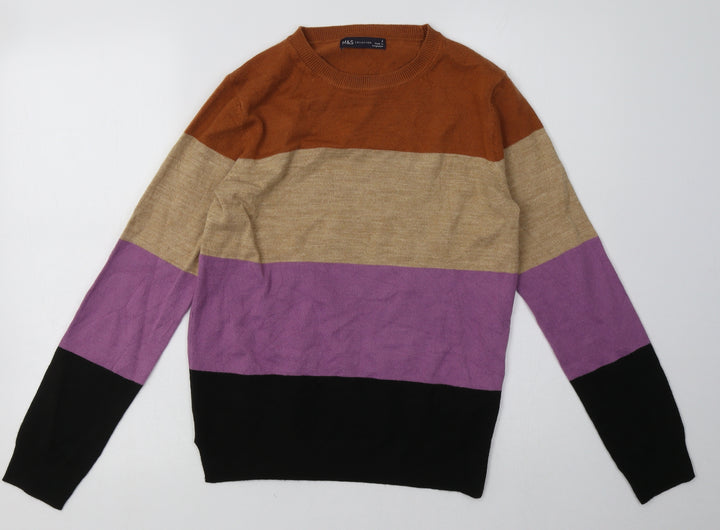 Marks and Spencer Womens Multicoloured Striped Acrylic Pullover Sweatshirt Size 8  Pullover