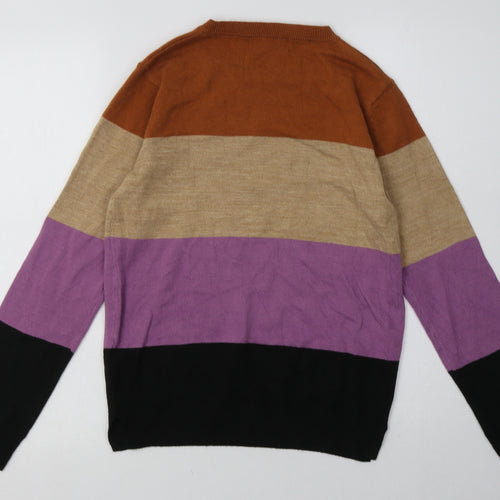 Marks and Spencer Womens Multicoloured Striped Acrylic Pullover Sweatshirt Size 8  Pullover