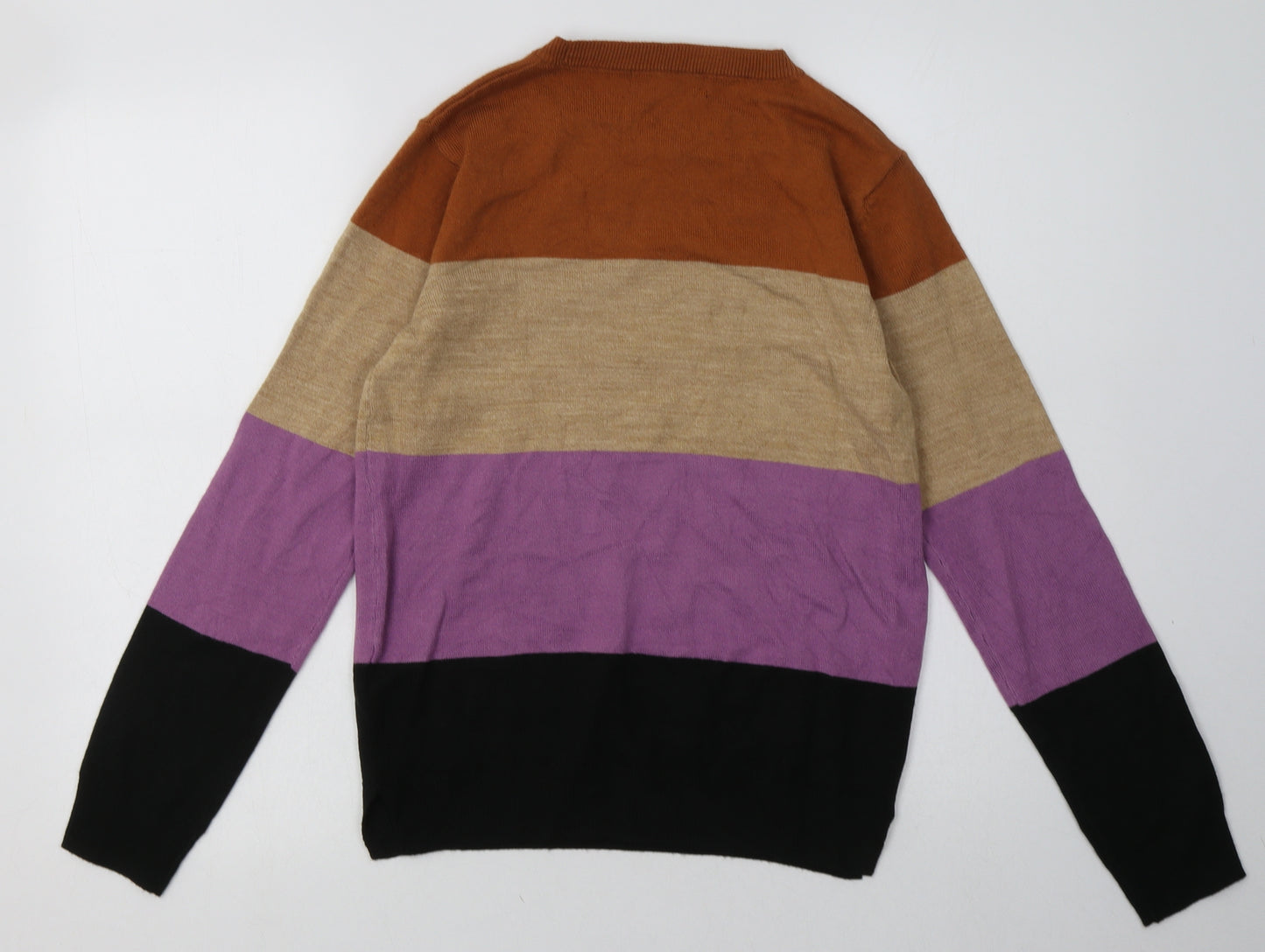 Marks and Spencer Womens Multicoloured Striped Acrylic Pullover Sweatshirt Size 8  Pullover