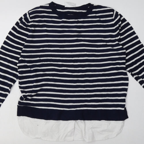 wallus Womens Blue Striped Viscose Pullover Sweatshirt Size M  Pullover