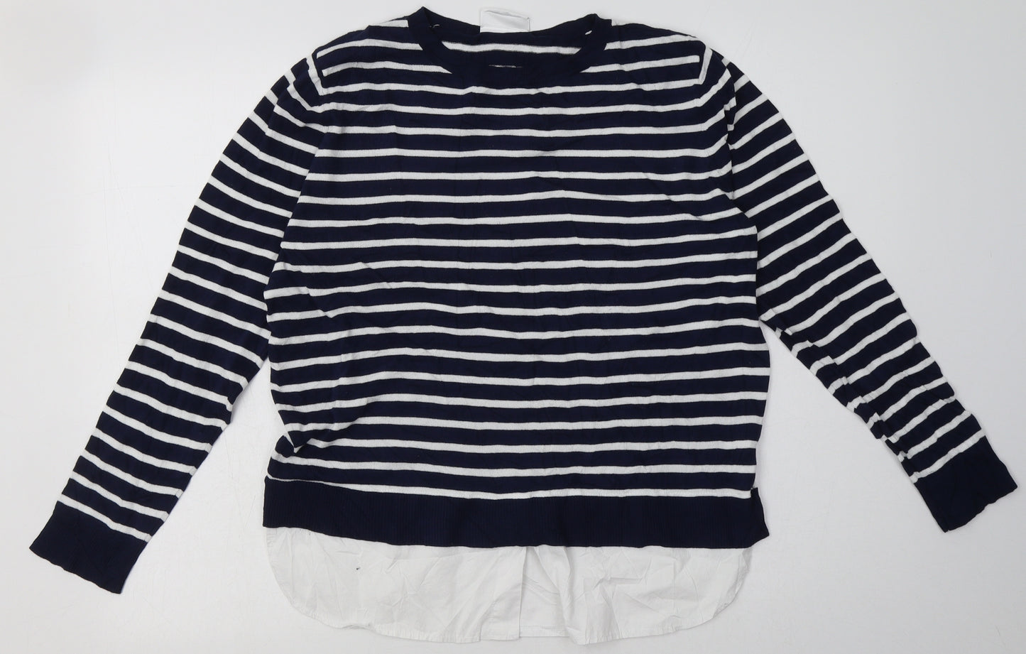 wallus Womens Blue Striped Viscose Pullover Sweatshirt Size M  Pullover