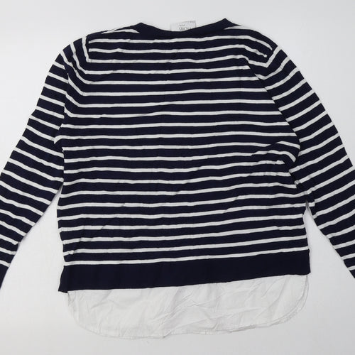 wallus Womens Blue Striped Viscose Pullover Sweatshirt Size M  Pullover