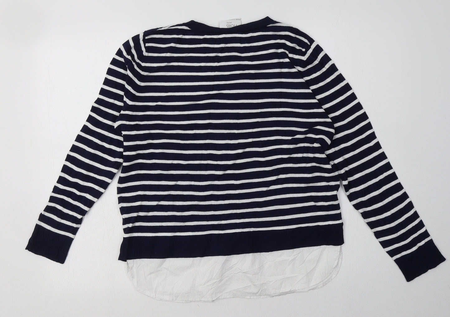 wallus Womens Blue Striped Viscose Pullover Sweatshirt Size M  Pullover