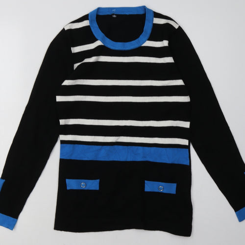 marble Womens Blue Striped Viscose Pullover Sweatshirt Size 8  Pullover