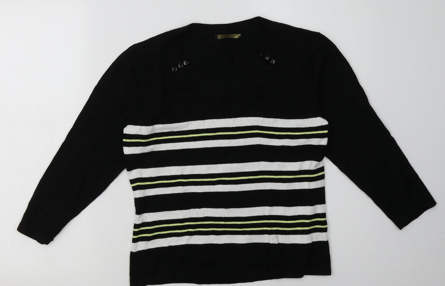 Precis Womens Black Striped Viscose Pullover Sweatshirt Size S  Pullover