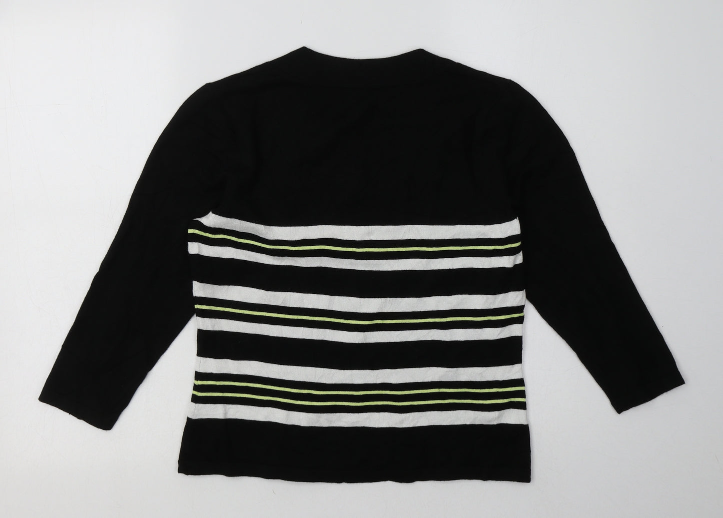 Precis Womens Black Striped Viscose Pullover Sweatshirt Size S  Pullover