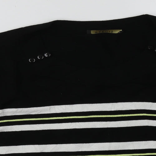 Precis Womens Black Striped Viscose Pullover Sweatshirt Size S  Pullover