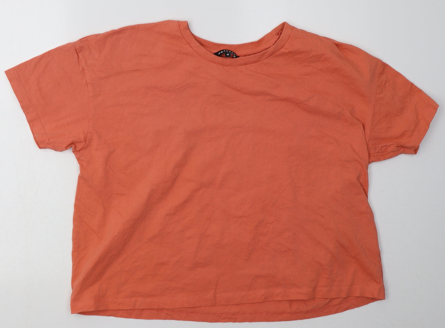Peacocks Womens Pink  Cotton Cropped T-Shirt Size 18 Crew Neck