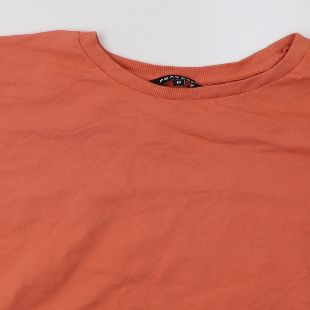Peacocks Womens Pink  Cotton Cropped T-Shirt Size 18 Crew Neck