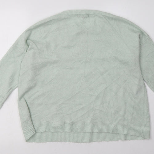 New Look Womens Green Geometric Acrylic Pullover Sweatshirt Size 12  Pullover