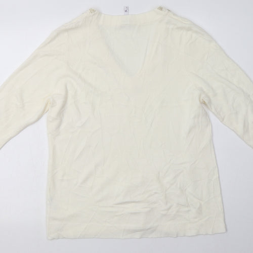 BHS Womens White Fair Isle Acrylic Pullover Sweatshirt Size 18  Pullover