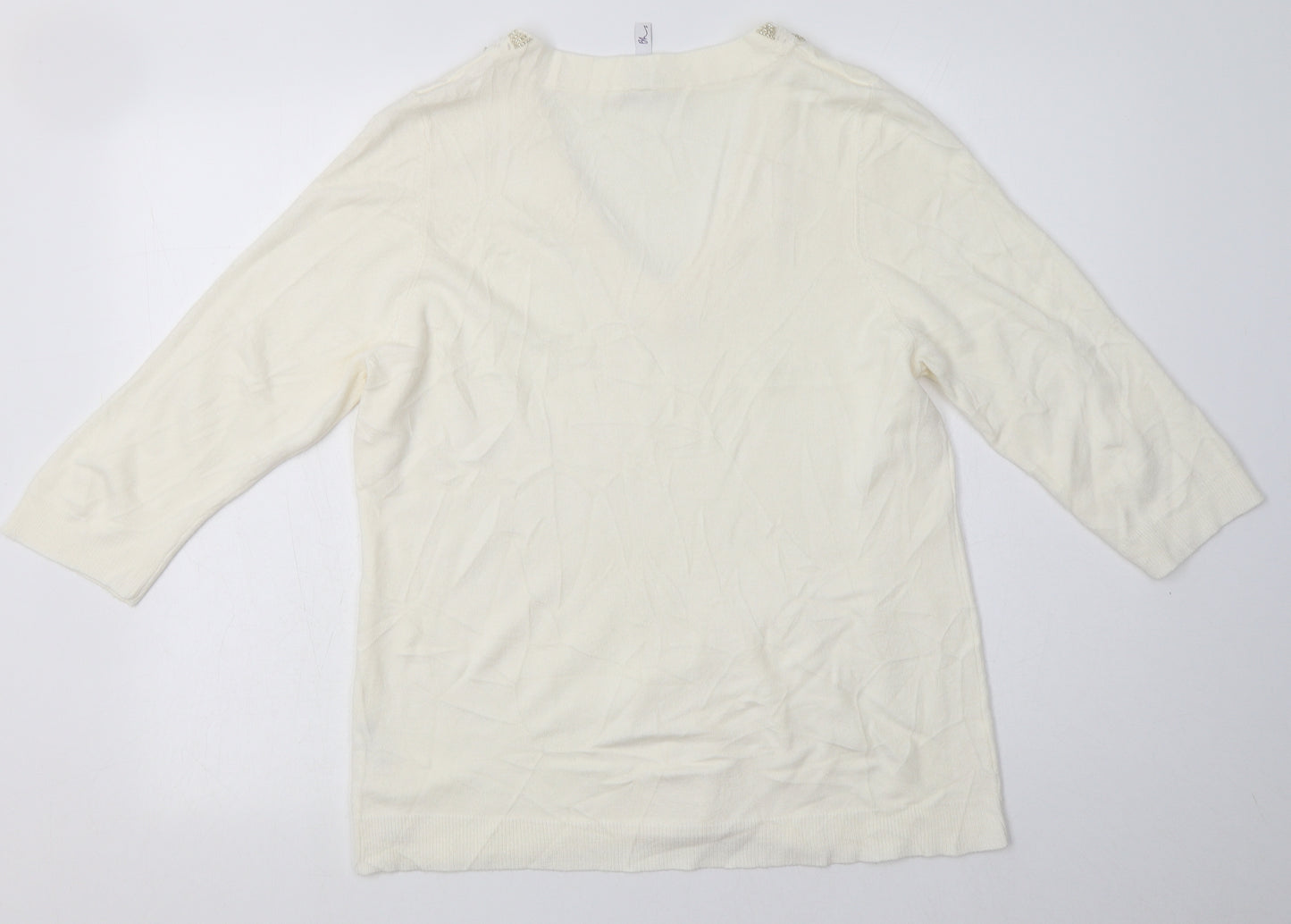 BHS Womens White Fair Isle Acrylic Pullover Sweatshirt Size 18  Pullover