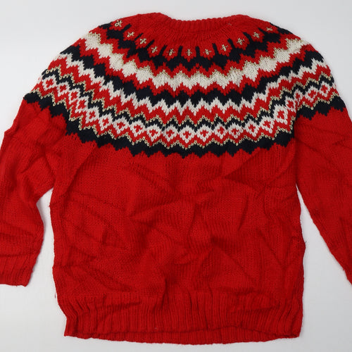 NEXT Womens Red Geometric Acrylic Pullover Sweatshirt Size M  Pullover