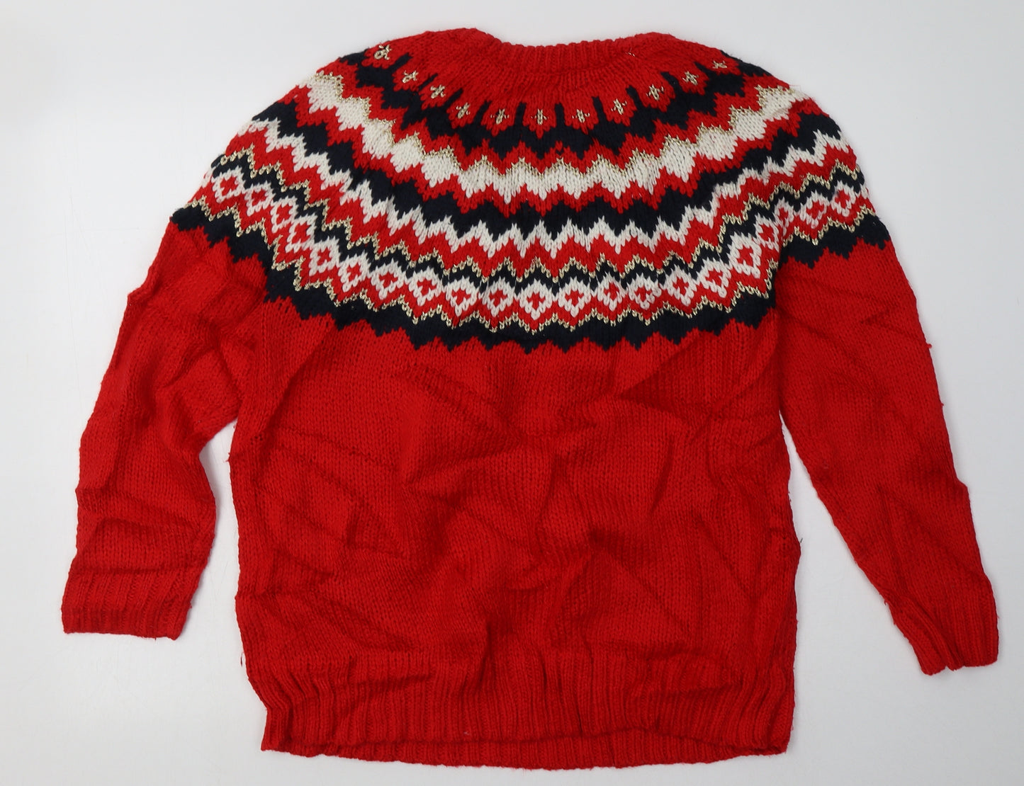 NEXT Womens Red Geometric Acrylic Pullover Sweatshirt Size M  Pullover