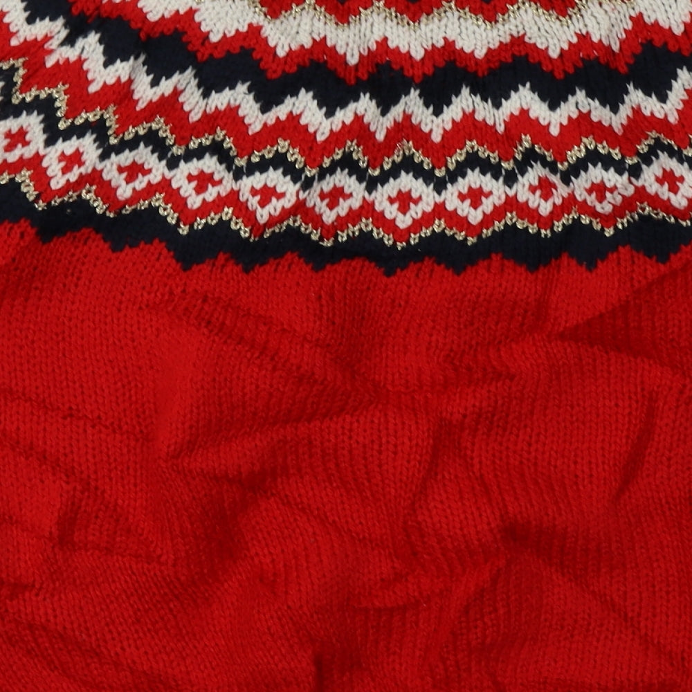 NEXT Womens Red Geometric Acrylic Pullover Sweatshirt Size M  Pullover