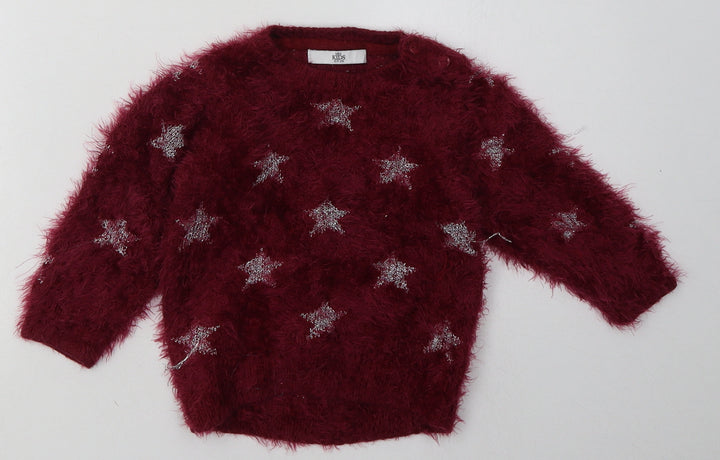 Marks and Spencer Girls Purple Geometric Acrylic Pullover Sweatshirt Size 2-3 Years Pullover - Star Print