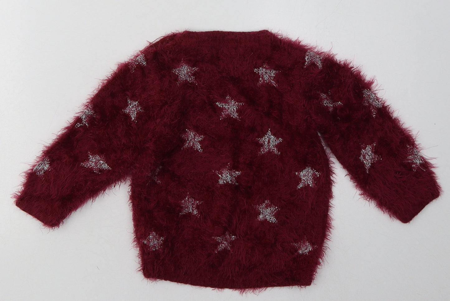 Marks and Spencer Girls Purple Geometric Acrylic Pullover Sweatshirt Size 2-3 Years  Pullover - Star Print