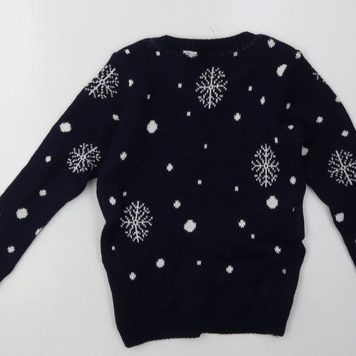 Preworn Boys Blue Geometric Acrylic Pullover Sweatshirt Size 8-9 Years  Pullover - Christmas