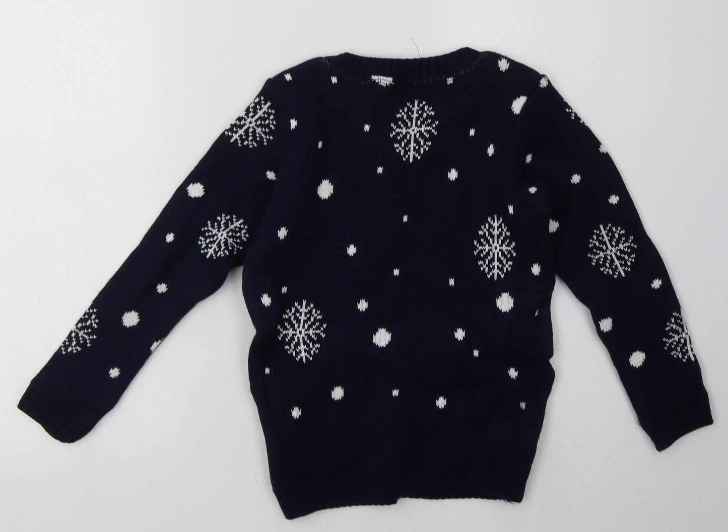 Preworn Boys Blue Geometric Acrylic Pullover Sweatshirt Size 8-9 Years  Pullover - Christmas