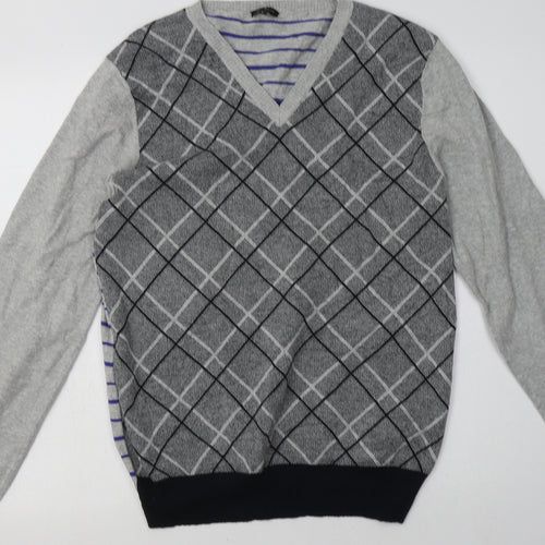 jc rags Mens Grey Check  Pullover Sweatshirt Size L
