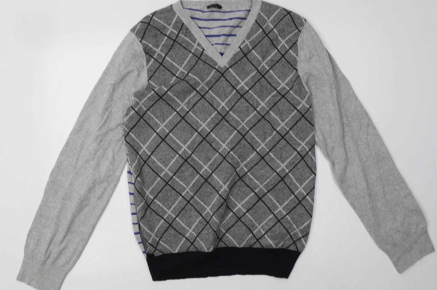 jc rags Mens Grey Check  Pullover Sweatshirt Size L