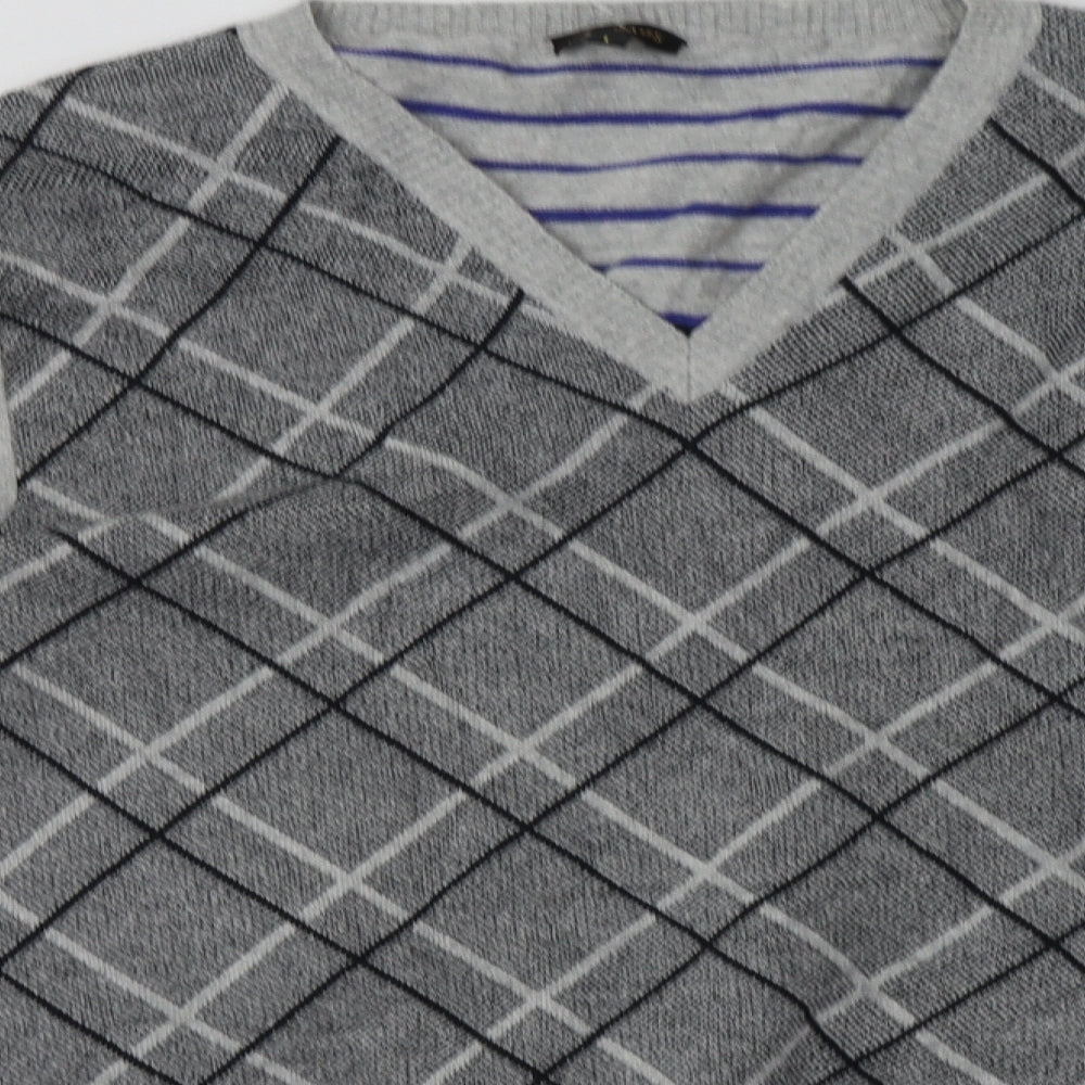 jc rags Mens Grey Check  Pullover Sweatshirt Size L