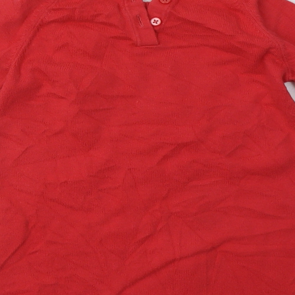 Marks and Spencer Girls Pink  Cotton Jumper Dress  Size 2-3 Years  Crew Neck Button - yay