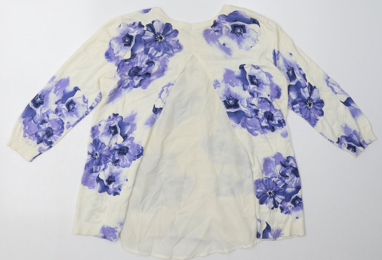 Oasis Womens Purple Floral Cotton Pullover Sweatshirt Size S  Pullover