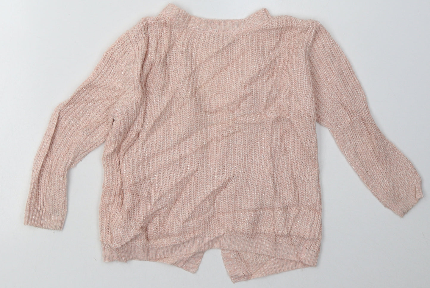 Primark Girls Pink V-Neck  Acrylic Cardigan Jumper Size 5-6 Years