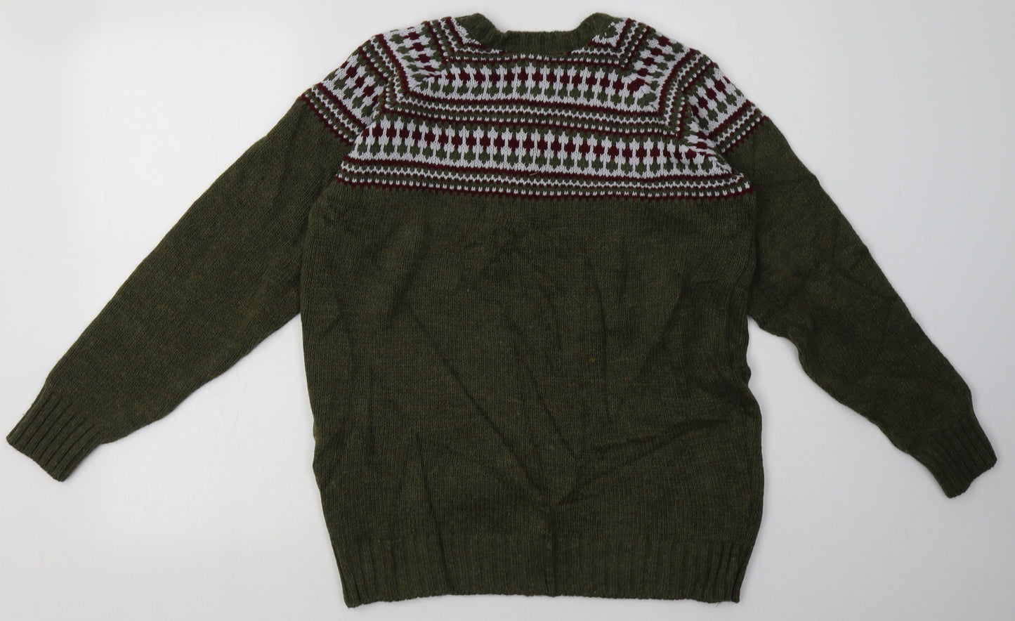 River Island Mens Green Geometric Acrylic Pullover Sweatshirt Size M
