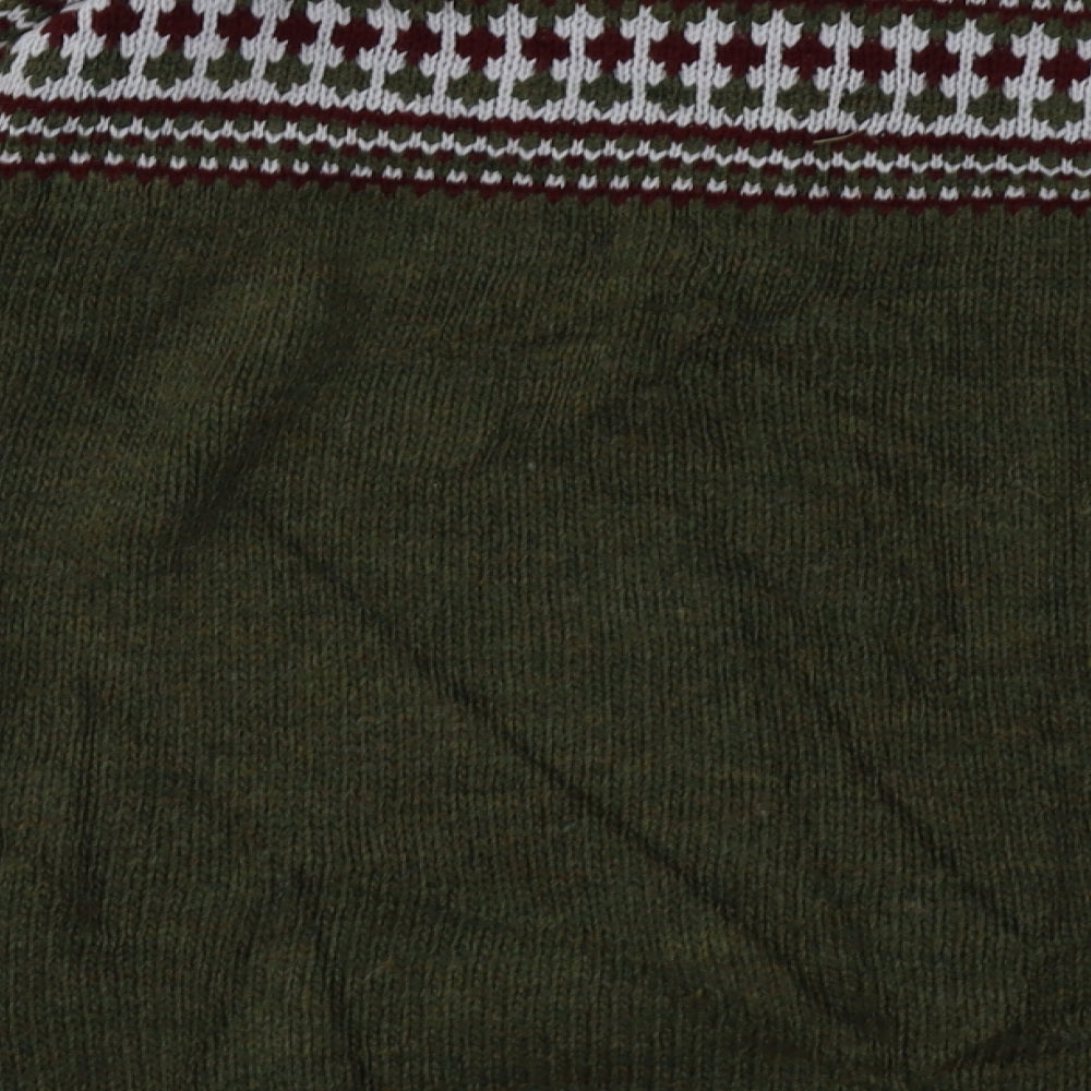 River Island Mens Green Geometric Acrylic Pullover Sweatshirt Size M