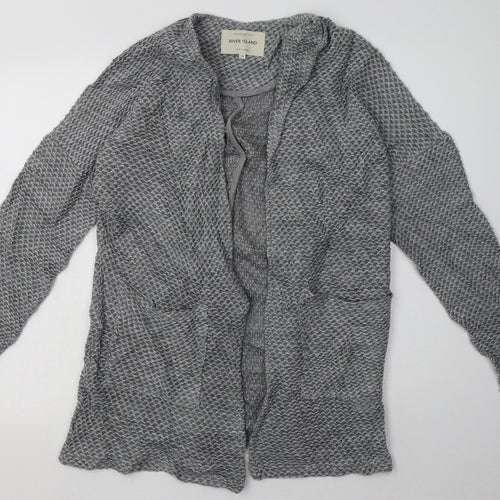 River Island Womens Grey V-Neck  Acrylic Cardigan Jumper Size 10
