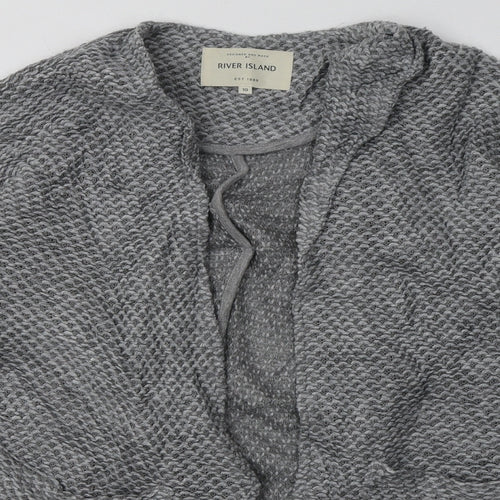 River Island Womens Grey V-Neck  Acrylic Cardigan Jumper Size 10