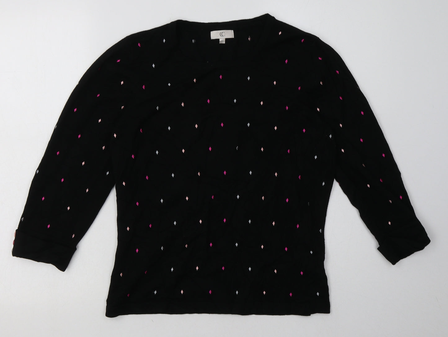 cc Womens Black Geometric Viscose Pullover Sweatshirt Size M  Pullover